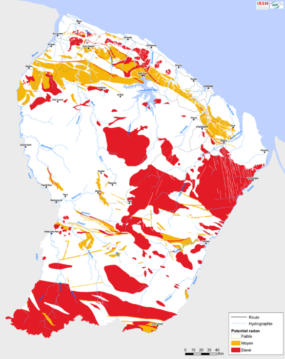 Carte Guyane radon