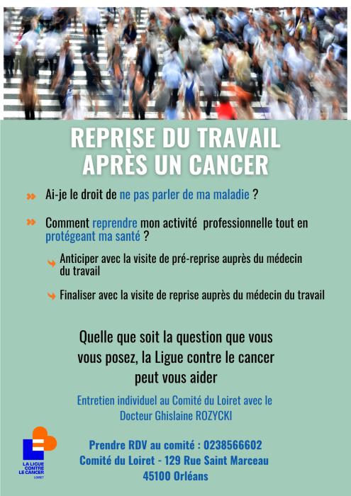 Affiche reprise du travail après un cancer 09 2026