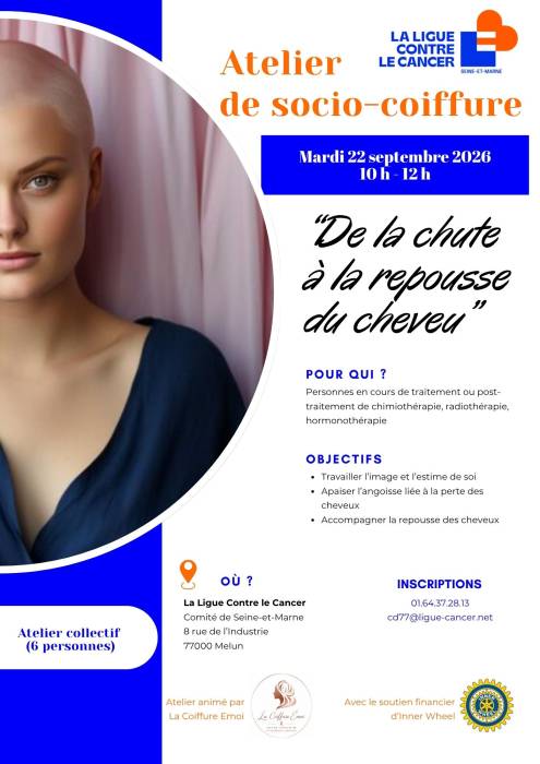 Affiche présentant le premier atelier de socio-coiffure au comité 77