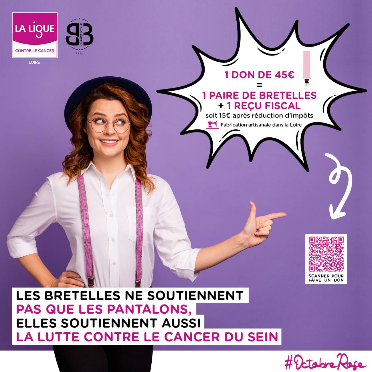 bretelles octobre rose femme